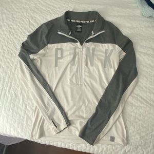 PINK ultimate white reflective dri fit 3/4 zip